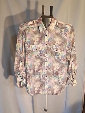 bebe Multicolor Pastel Watercolor Blouse